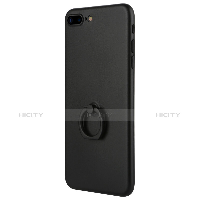 Custodia Silicone Morbida Lucido con Supporto per Apple iPhone 8 Plus Nero