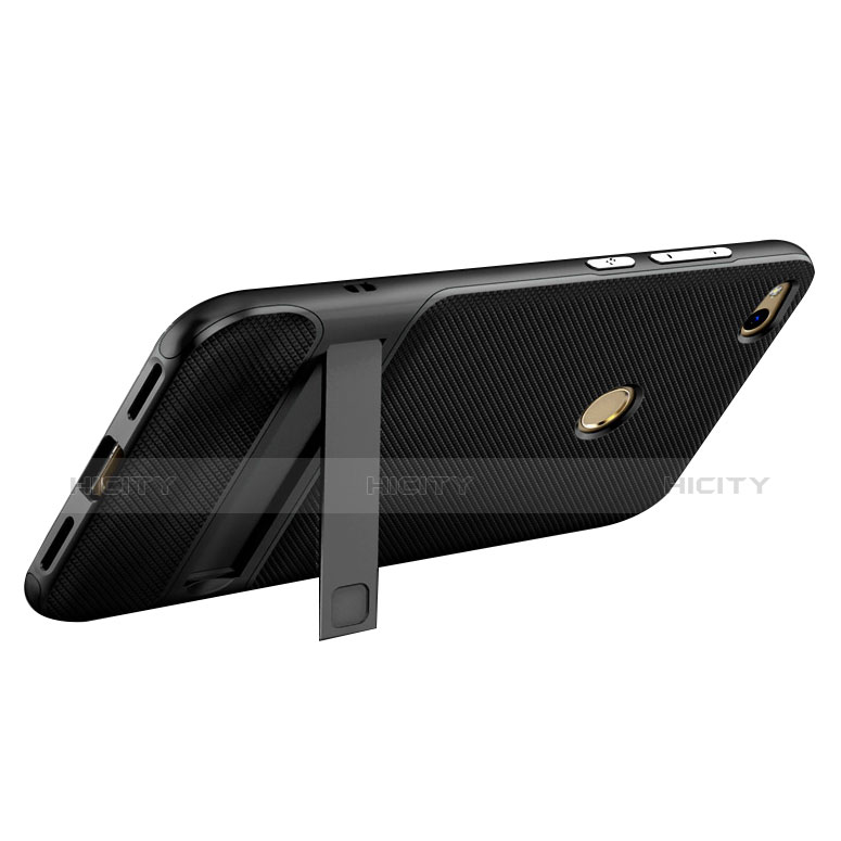 Custodia Silicone Morbida Lucido con Supporto per Huawei GR3 (2017) Nero