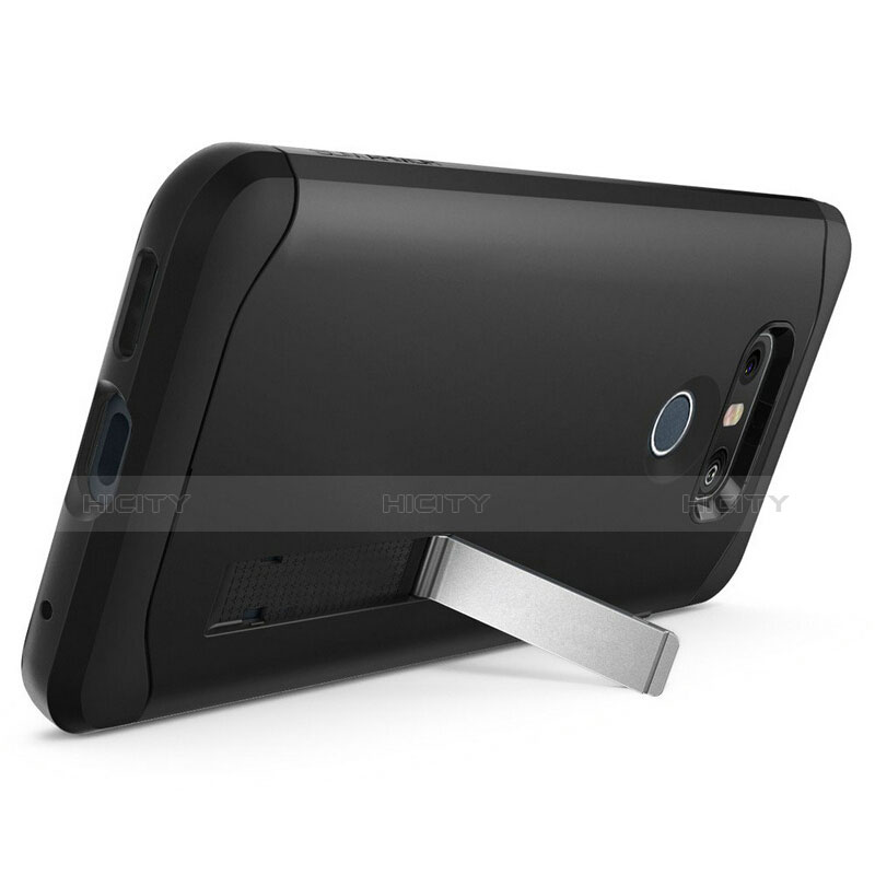 Custodia Silicone Morbida Lucido con Supporto per LG G6 Nero