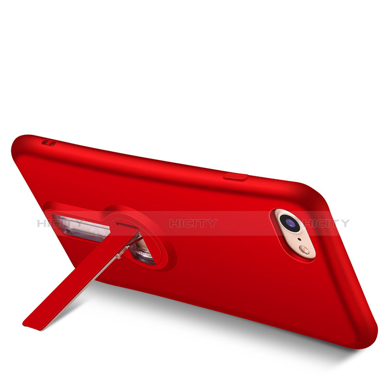 Custodia Silicone Morbida Lucido con Supporto S02 per Apple iPhone 7 Rosso