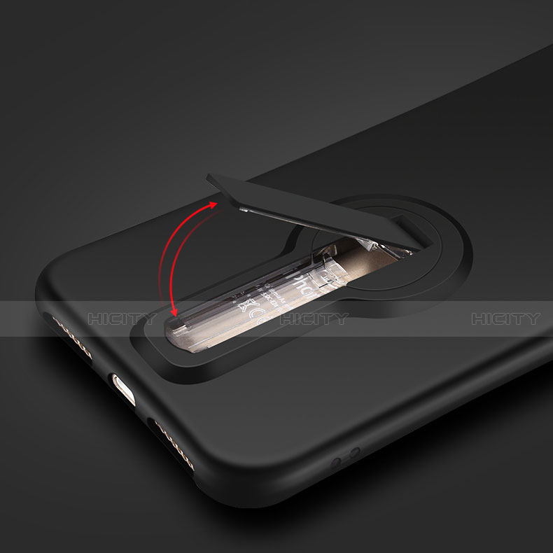 Custodia Silicone Morbida Lucido con Supporto S02 per Apple iPhone SE (2020) Nero