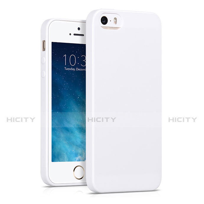 Custodia Silicone Morbida Lucido per Apple iPhone 5 Bianco