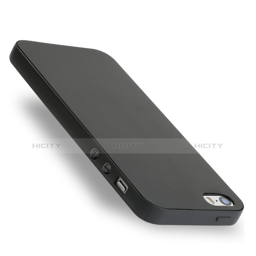 Custodia Silicone Morbida Lucido per Apple iPhone 5 Nero