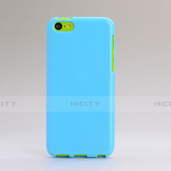 Custodia Silicone Morbida Lucido per Apple iPhone 5C Cielo Blu