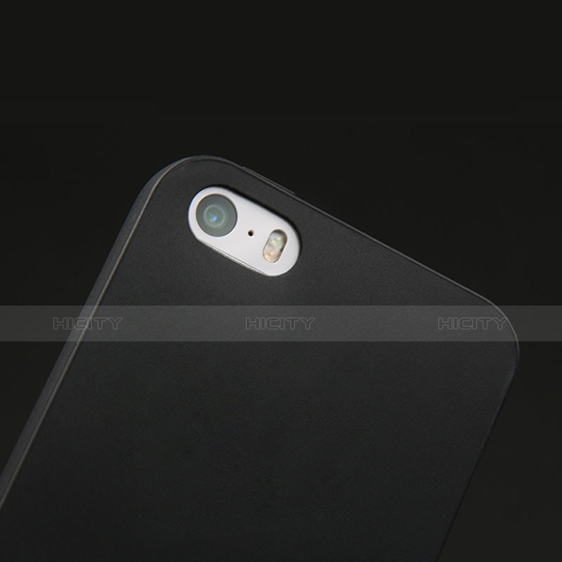 Custodia Silicone Morbida Lucido per Apple iPhone 5S Nero