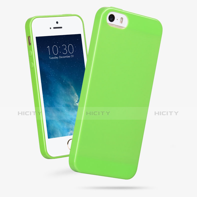 Custodia Silicone Morbida Lucido per Apple iPhone 5S Verde