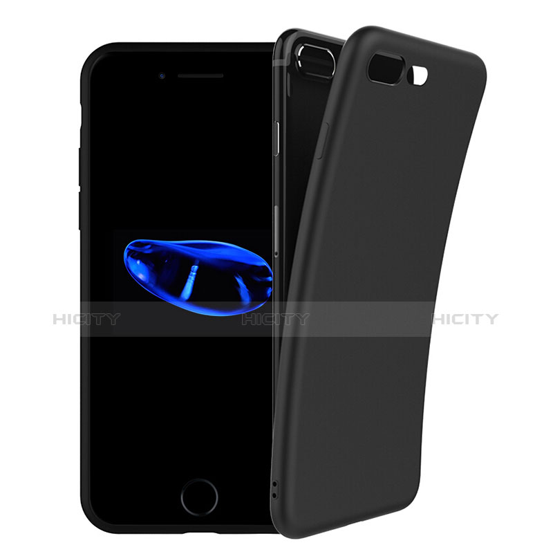 Custodia Silicone Morbida Lucido per Apple iPhone 7 Plus Nero