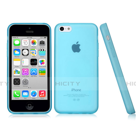Custodia Silicone Morbida Opaca per Apple iPhone 5C Cielo Blu