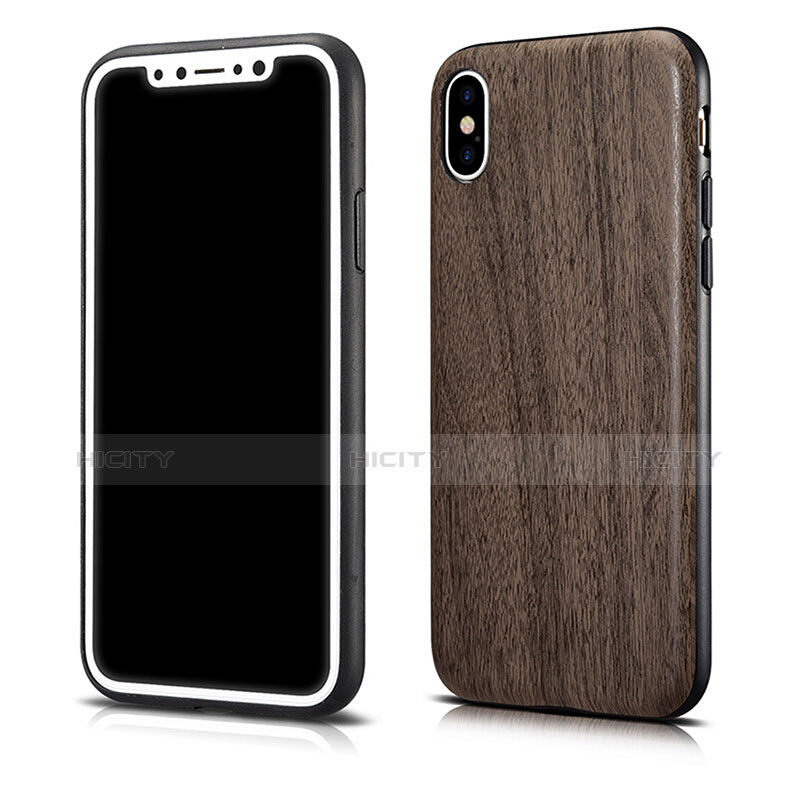 Custodia Silicone Morbida Pattern di Venature del Legno per Apple iPhone Xs Max Grigio