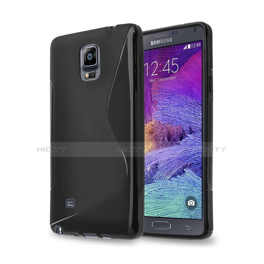 Custodia Silicone Morbida S-Line per Samsung Galaxy Note 4 Duos N9100 Dual SIM Nero