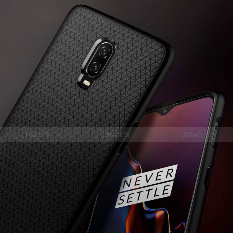 Custodia Silicone Morbida Spigato B02 per OnePlus 6T Nero