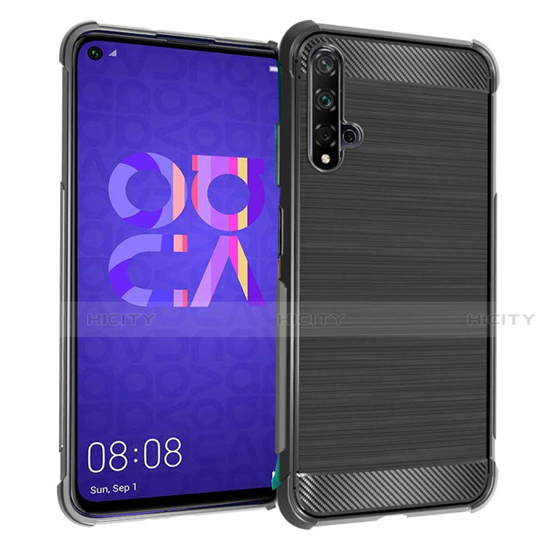 Custodia Silicone Morbida Spigato B03 per Huawei Honor 20 Nero