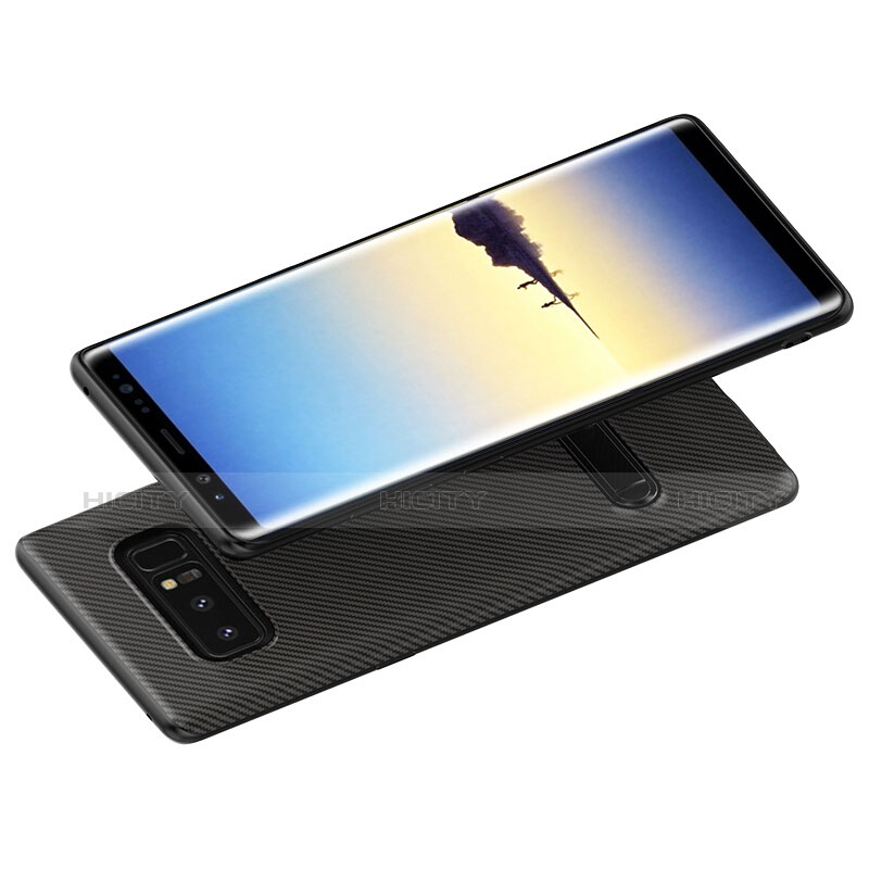 Custodia Silicone Morbida Spigato con Supporto per Samsung Galaxy Note 8 Nero