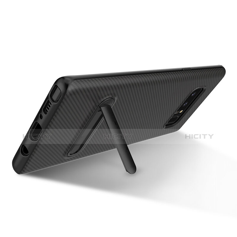 Custodia Silicone Morbida Spigato con Supporto per Samsung Galaxy Note 8 Nero