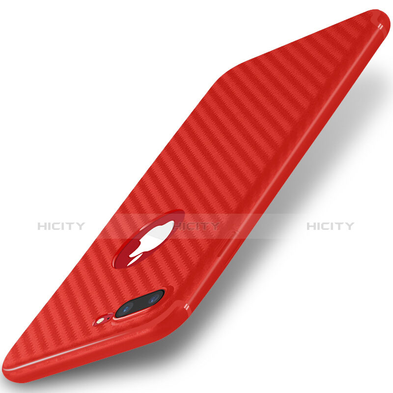 Custodia Silicone Morbida Spigato per Apple iPhone 7 Plus Rosso