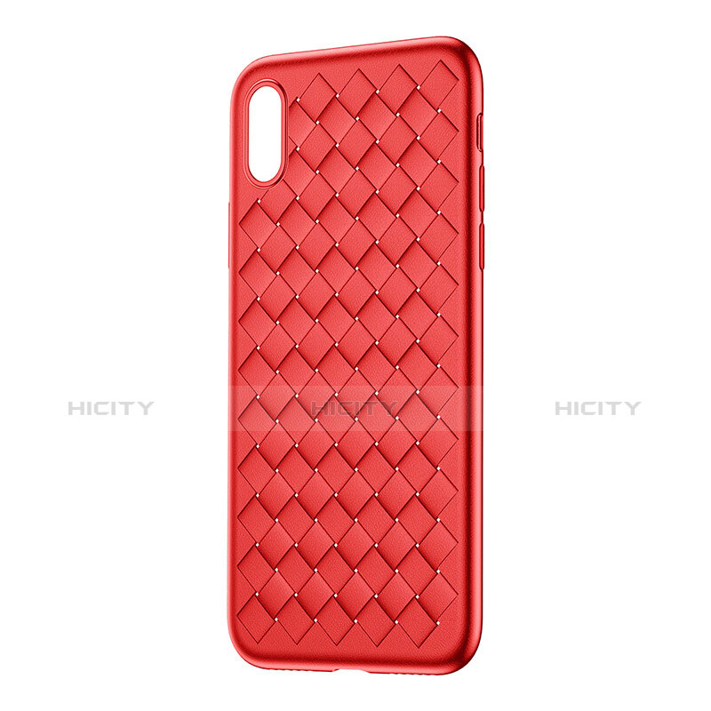 Custodia Silicone Morbida Spigato per Apple iPhone Xs Rosso