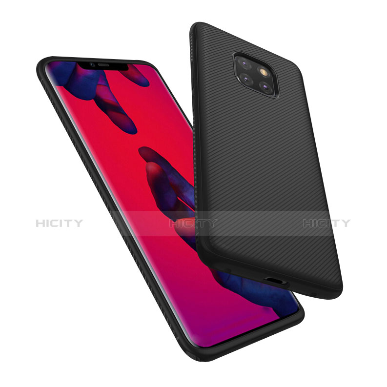 Custodia Silicone Morbida Spigato per Huawei Mate 20 Pro Nero