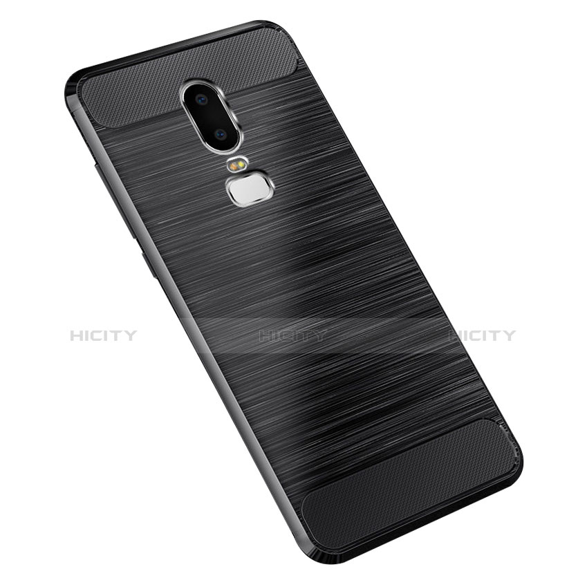 Custodia Silicone Morbida Spigato per OnePlus 6 Nero