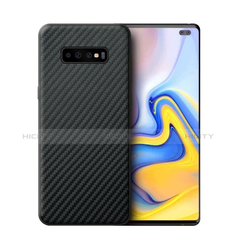 Custodia Silicone Morbida Spigato per Samsung Galaxy S10 Plus Nero