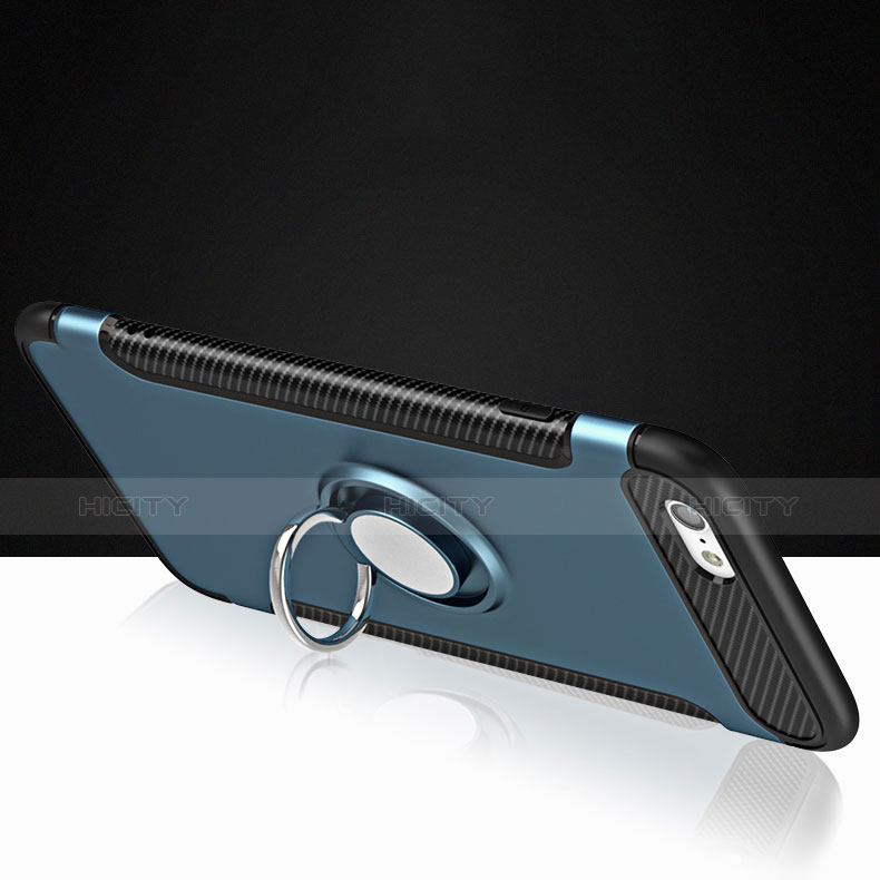 Custodia Silicone Opaca con Anello Supporto per Apple iPhone 6S Blu