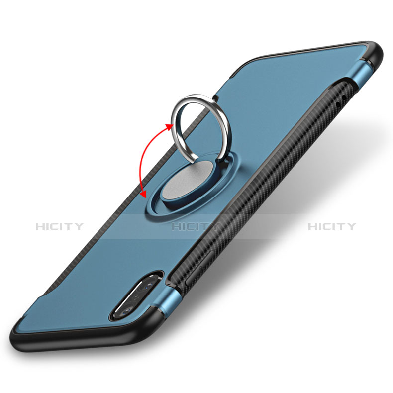 Custodia Silicone Opaca con Anello Supporto per Apple iPhone Xs Max Blu