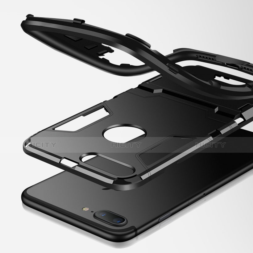 Custodia Silicone Opaca con Supporto per Apple iPhone 8 Plus Nero