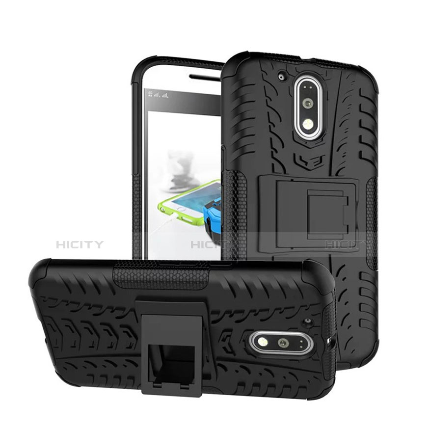 Custodia Silicone Opaca con Supporto per Motorola Moto G4 Nero