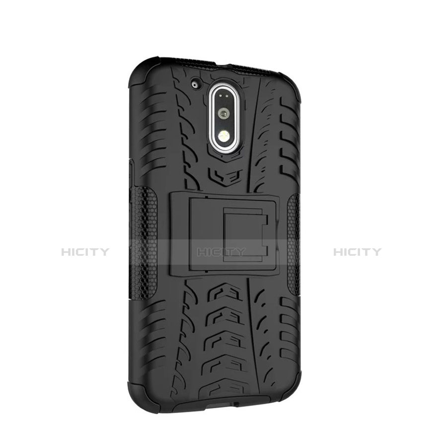 Custodia Silicone Opaca con Supporto per Motorola Moto G4 Plus Nero