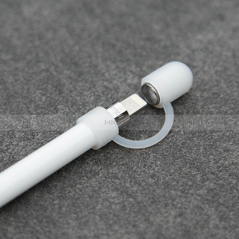 Custodia Silicone Protettivo Cappuccio Cavo Holder Anti-perso P01 per Apple Pencil Bianco