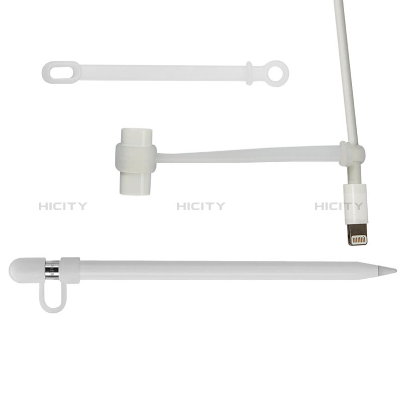 Custodia Silicone Protettivo Cappuccio Cavo Holder Anti-perso per Apple Pencil Bianco