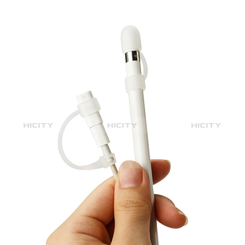 Custodia Silicone Protettivo Cappuccio Cavo Holder Anti-perso per Apple Pencil Bianco