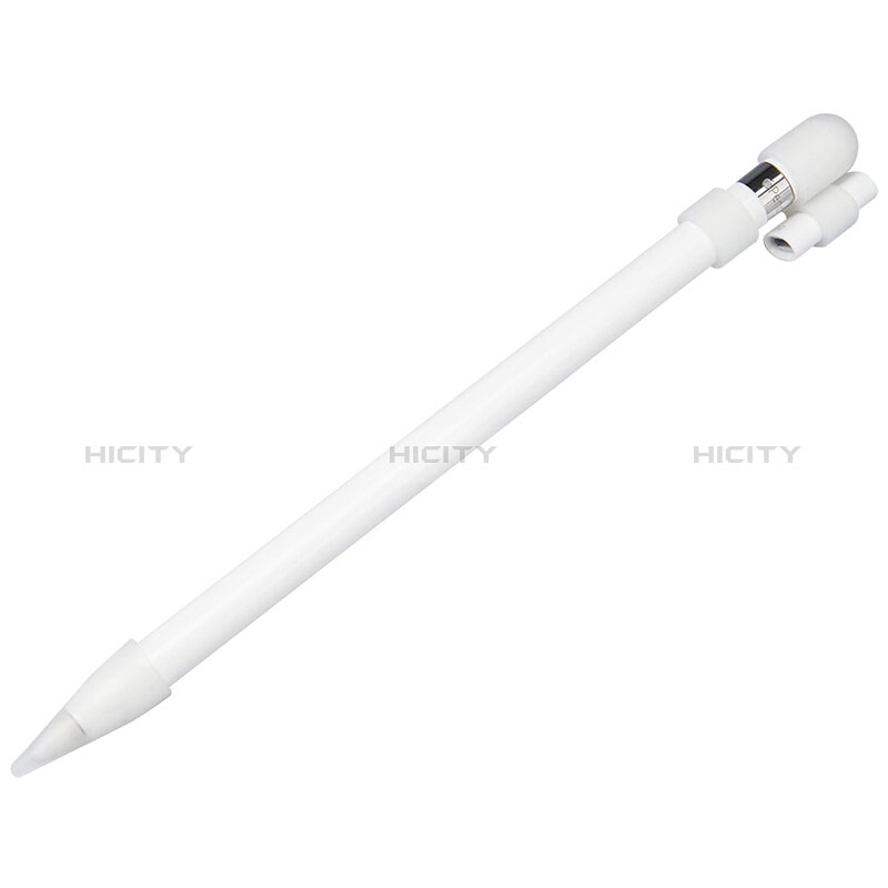 Custodia Silicone Protettivo Cappuccio Pennino Cover Cavo Holder Anti-perso P02 per Apple Pencil Bianco