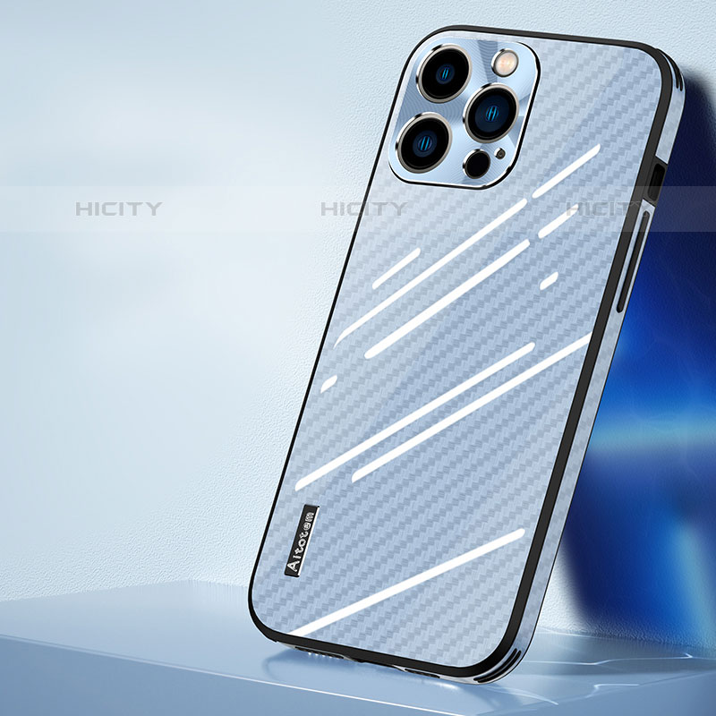 Custodia Silicone Specchio Laterale Cover AT1 per Apple iPhone 15 Pro Max Cielo Blu