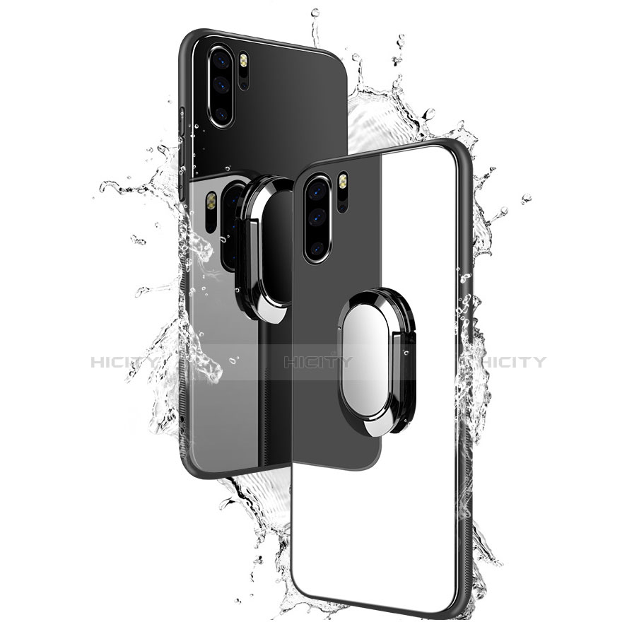 Custodia Silicone Specchio Laterale Cover con Anello Supporto per Huawei P30 Pro