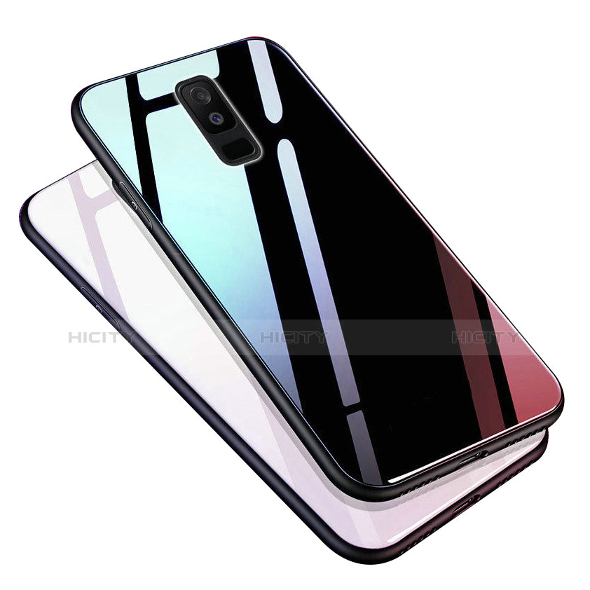 Custodia Silicone Specchio Laterale Cover con Anello Supporto per Samsung Galaxy A6 Plus (2018)