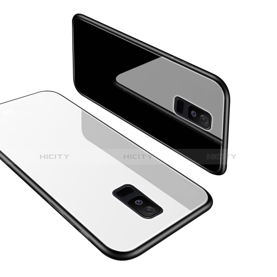 Custodia Silicone Specchio Laterale Cover con Anello Supporto per Samsung Galaxy A6 Plus