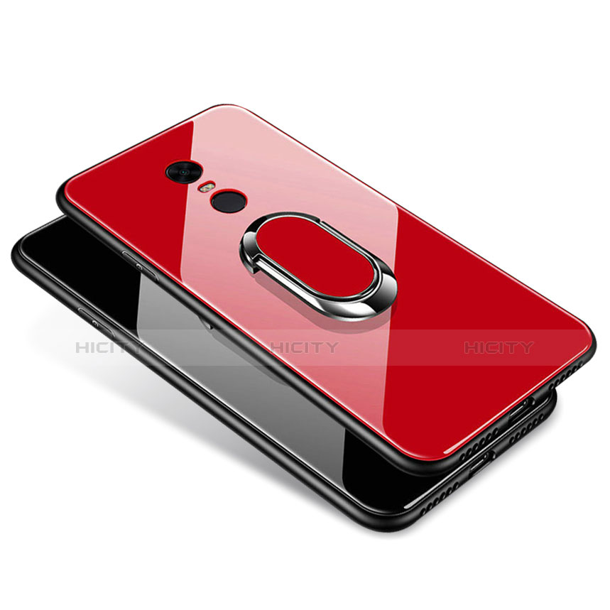 Custodia Silicone Specchio Laterale Cover con Anello Supporto per Xiaomi Redmi Note 5 Indian Version