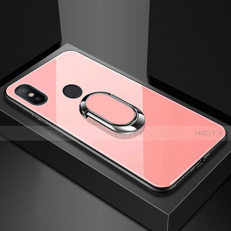 Custodia Silicone Specchio Laterale Cover con Magnetico Anello Supporto A01 per Xiaomi Redmi 6 Pro Oro Rosa