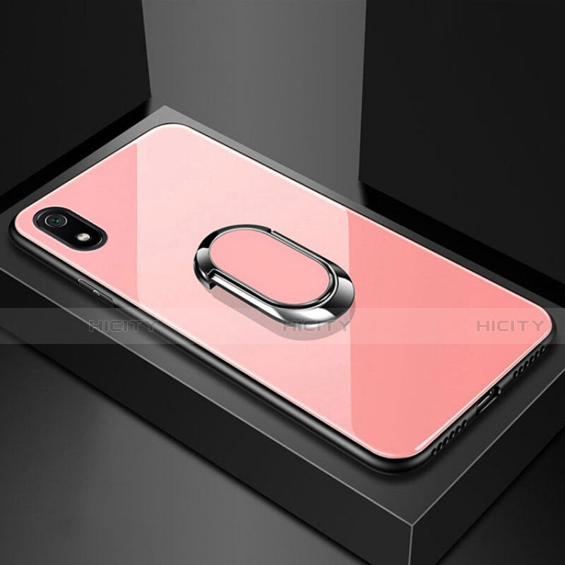 Custodia Silicone Specchio Laterale Cover con Magnetico Anello Supporto A01 per Xiaomi Redmi 7A Oro Rosa