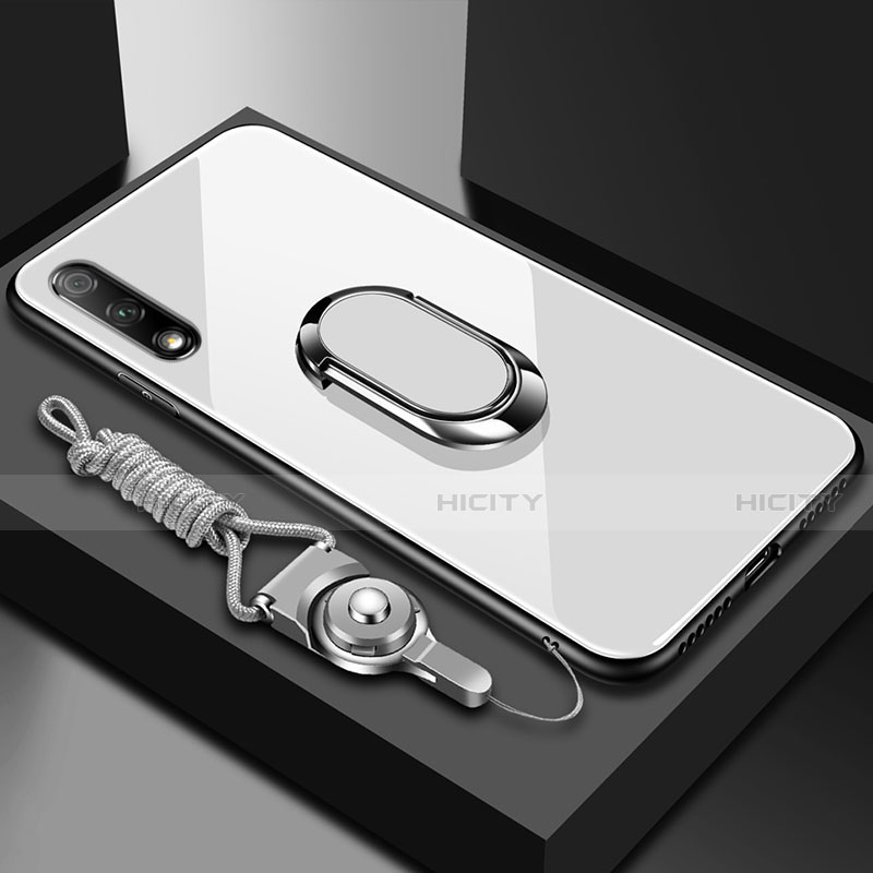 Custodia Silicone Specchio Laterale Cover con Magnetico Anello Supporto per Huawei Enjoy 10