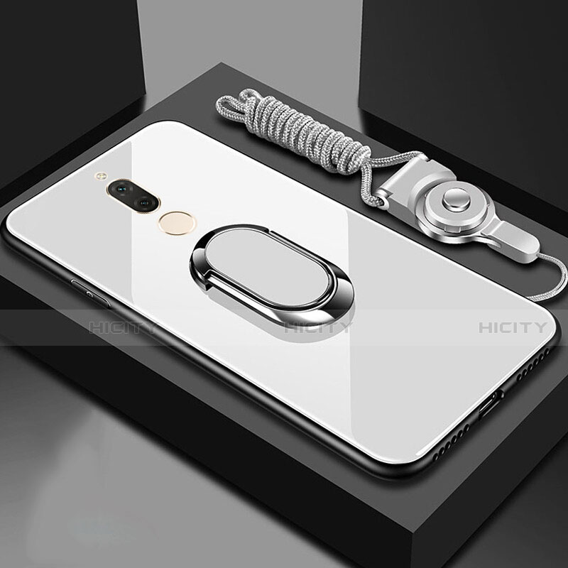 Custodia Silicone Specchio Laterale Cover con Magnetico Anello Supporto per Huawei G10 Bianco