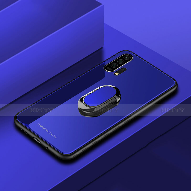 Custodia Silicone Specchio Laterale Cover con Magnetico Anello Supporto per Huawei Honor 20 Pro Blu