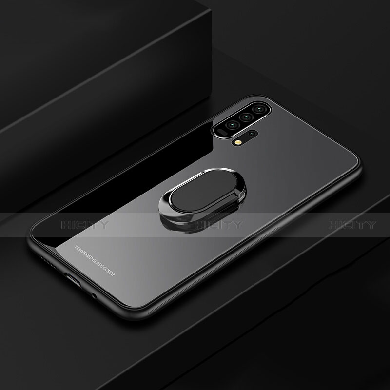 Custodia Silicone Specchio Laterale Cover con Magnetico Anello Supporto per Huawei Honor 20 Pro Nero