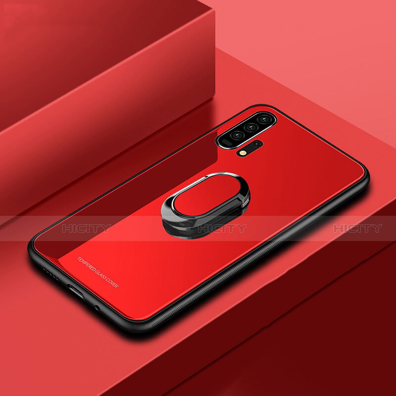 Custodia Silicone Specchio Laterale Cover con Magnetico Anello Supporto per Huawei Honor 20 Pro Rosso