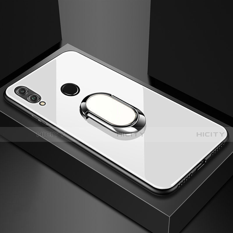 Custodia Silicone Specchio Laterale Cover con Magnetico Anello Supporto per Huawei Honor V10 Lite Bianco