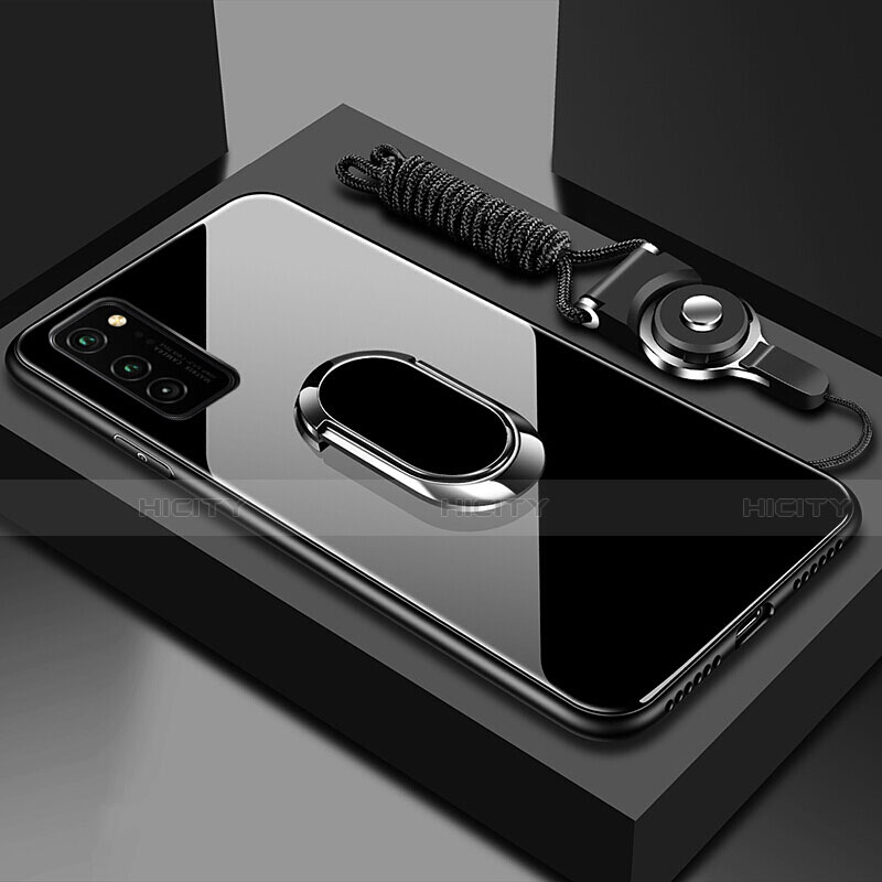 Custodia Silicone Specchio Laterale Cover con Magnetico Anello Supporto per Huawei Honor V30 Pro 5G