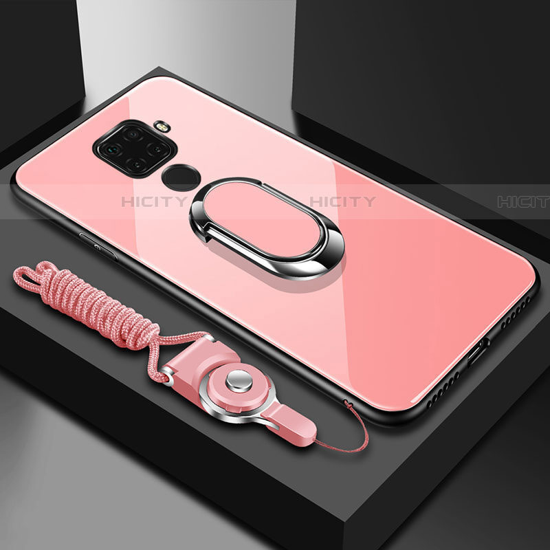 Custodia Silicone Specchio Laterale Cover con Magnetico Anello Supporto per Huawei Nova 5i Pro Rosa