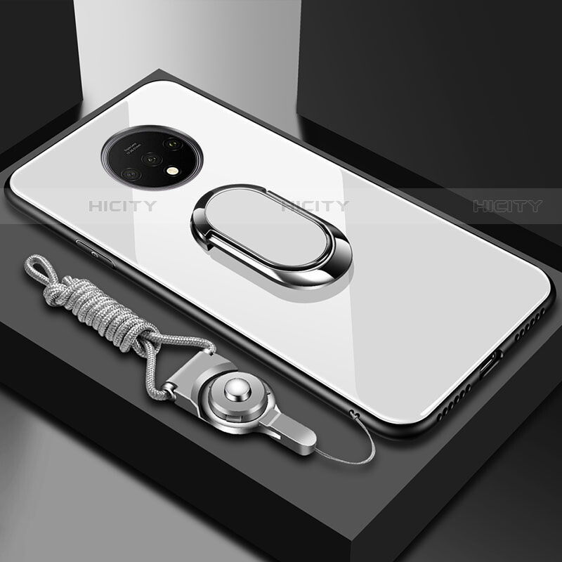 Custodia Silicone Specchio Laterale Cover con Magnetico Anello Supporto per OnePlus 7T