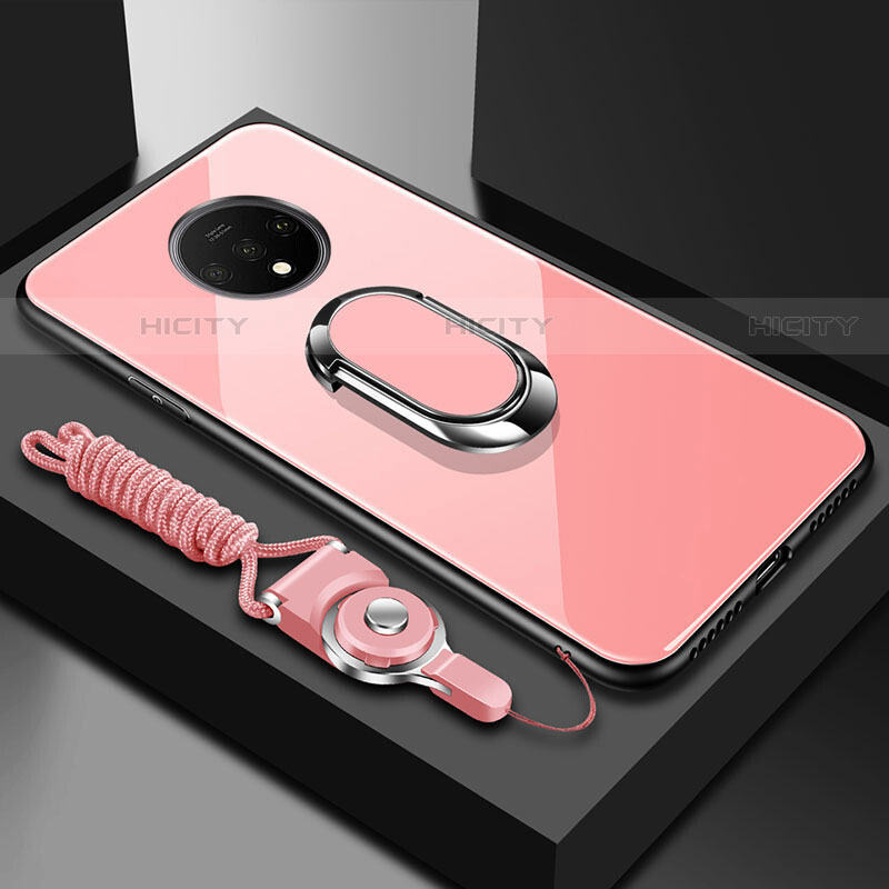 Custodia Silicone Specchio Laterale Cover con Magnetico Anello Supporto per OnePlus 7T