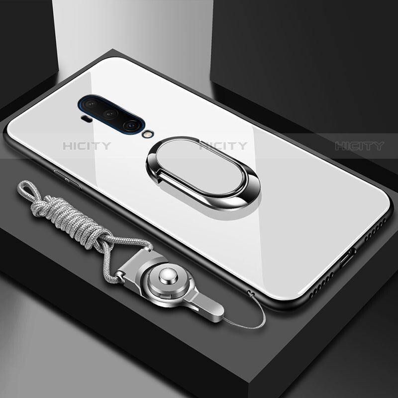 Custodia Silicone Specchio Laterale Cover con Magnetico Anello Supporto per OnePlus 7T Pro